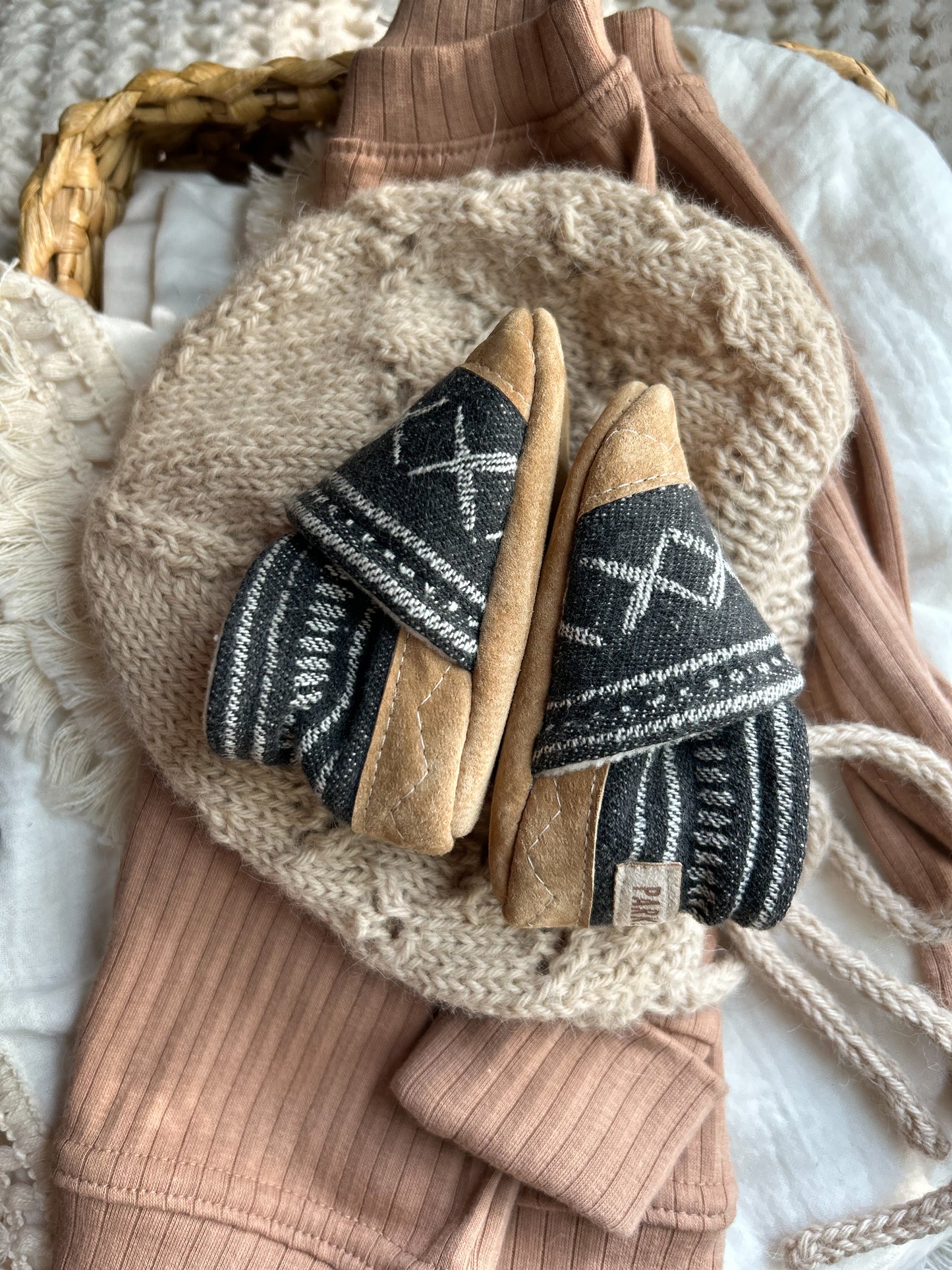 black tribal soled baby shoes - upcycled