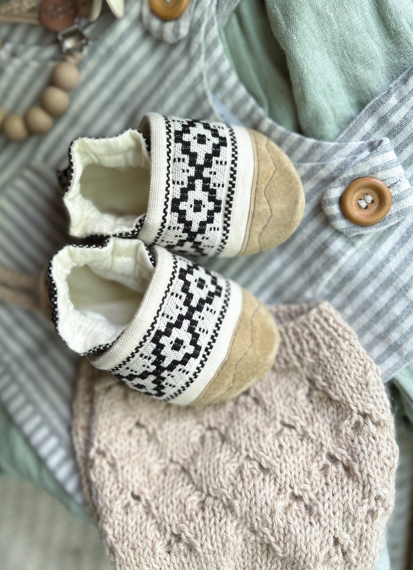 aztec soft soled baby shoes - upcycled