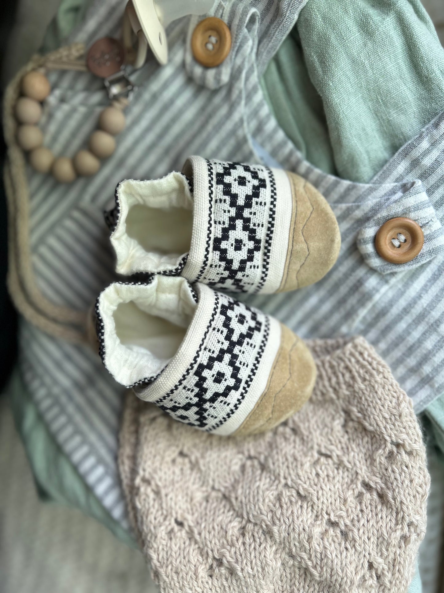 aztec soft soled baby shoes - upcycled