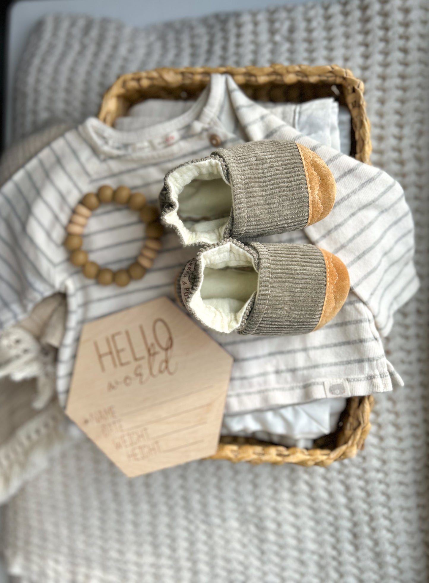 LAST PAIR smoke corduroy soft soled baby shoes - upcycled