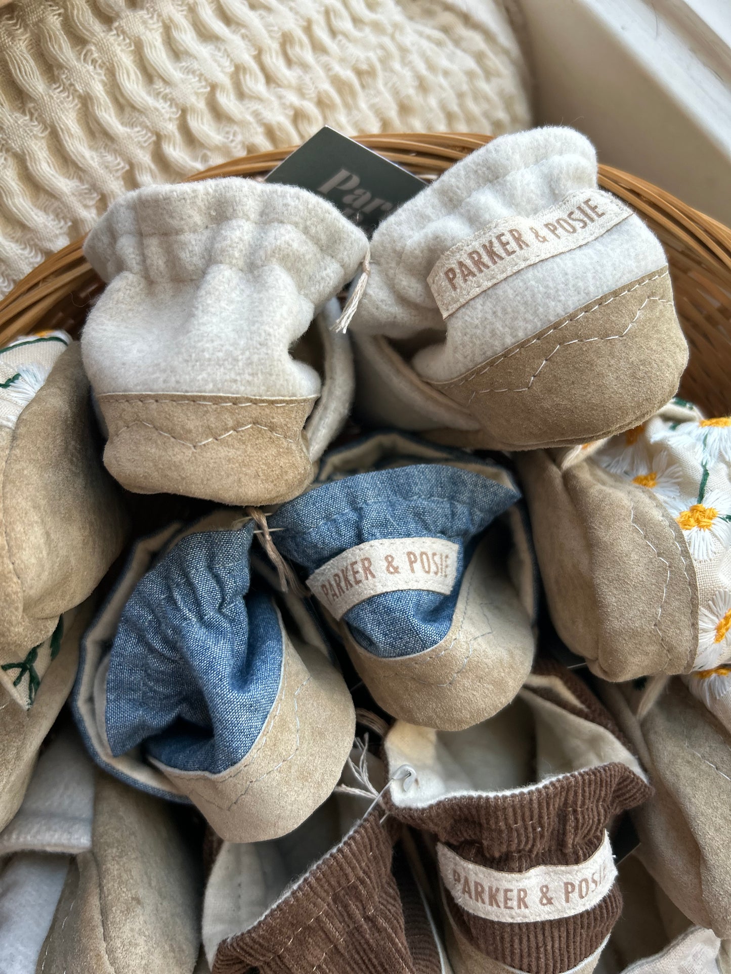 oatmeal wool soft soled baby shoes - upcycled