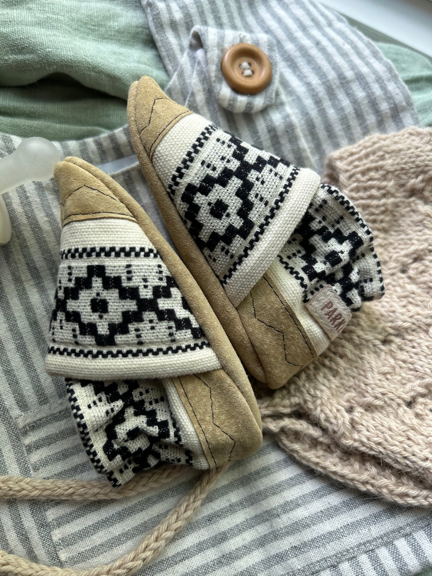 aztec soft soled baby shoes - upcycled