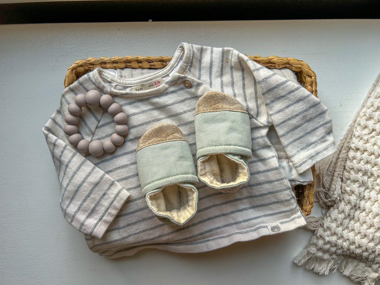 soft green soft soled baby shoes - organic, upcycled