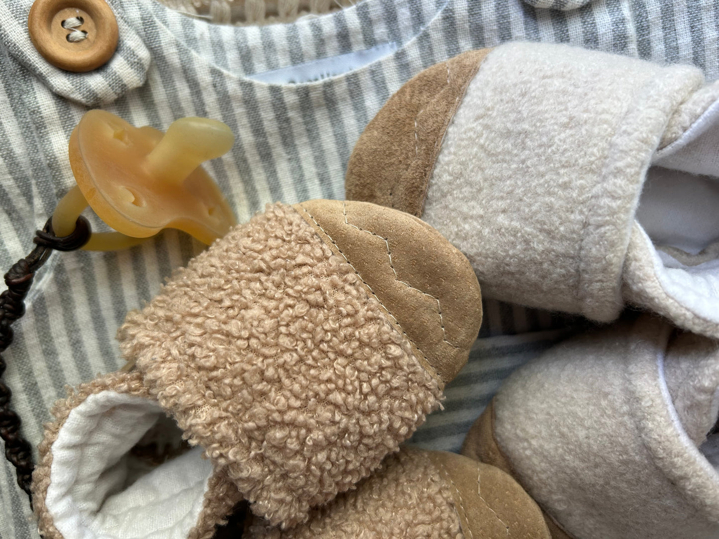 cream merino boiled wool soled baby shoes - upcycled