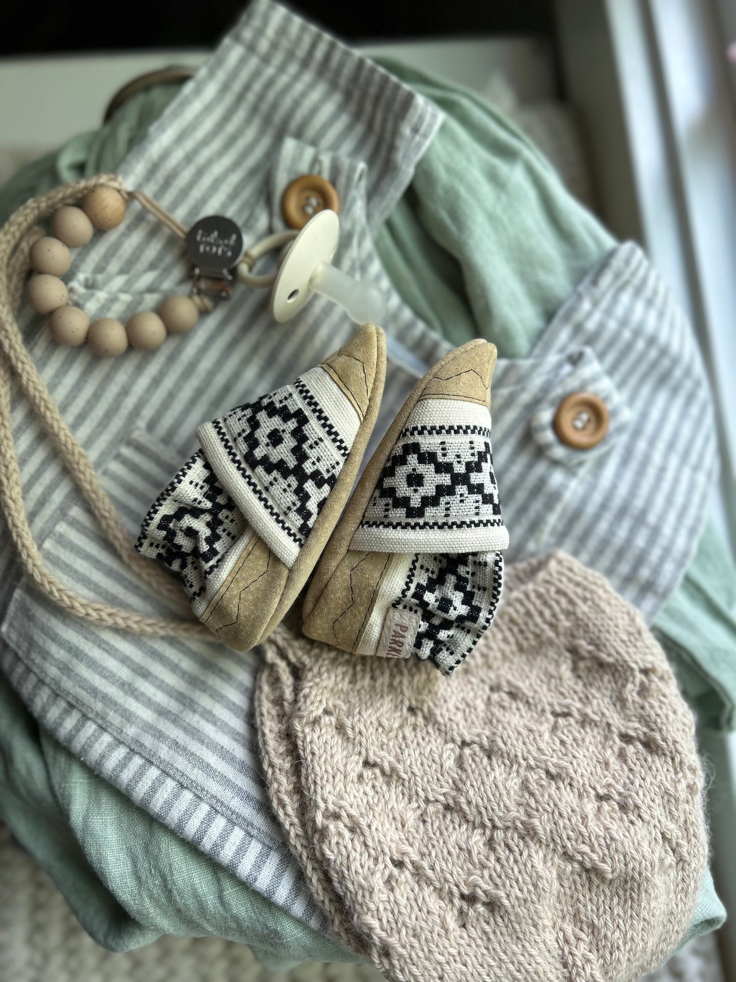 aztec soft soled baby shoes - upcycled