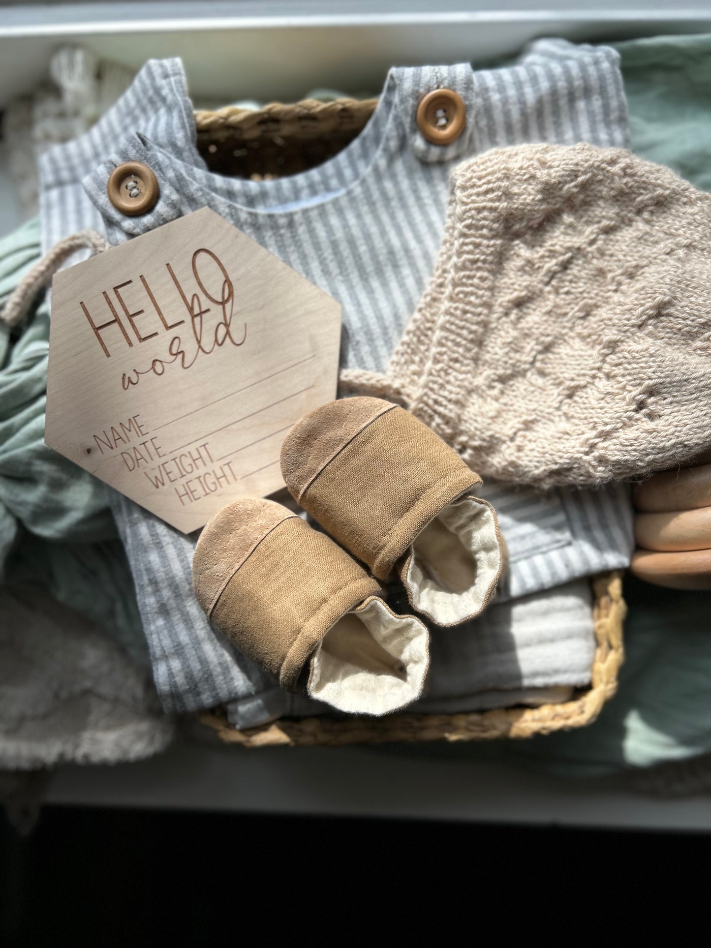 fawn linen soft soled baby shoes - upcycled