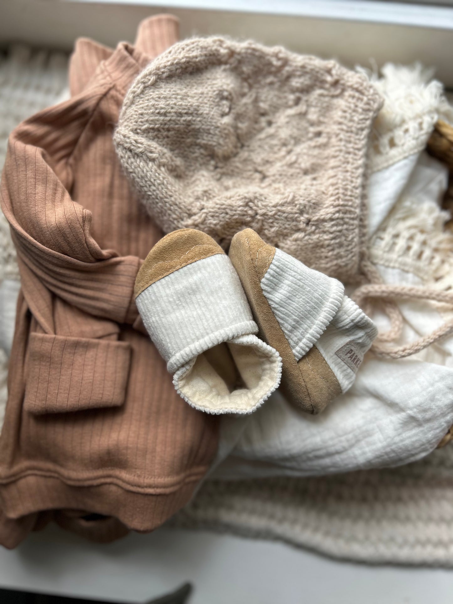 white corduroy soft soled baby shoes - upcycled