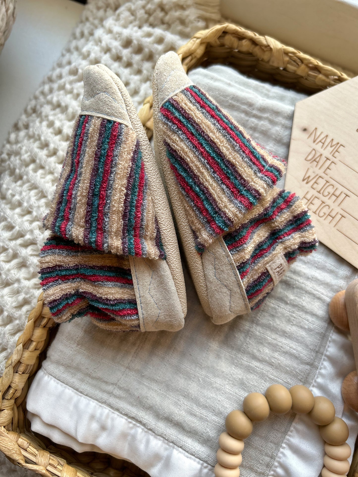 vintage stripes soft soled baby shoes
