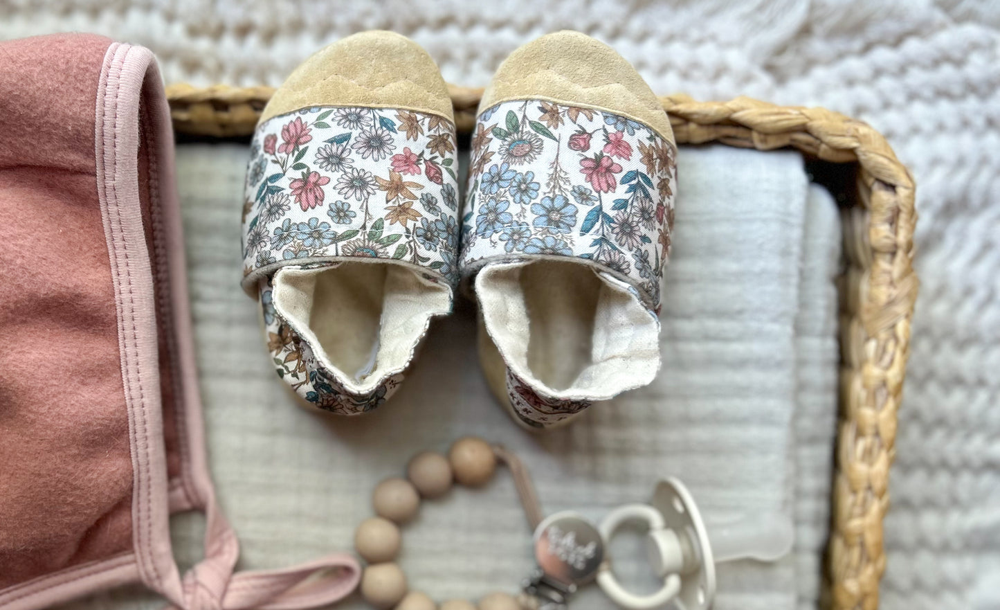 rosewood floral soft soled baby shoes