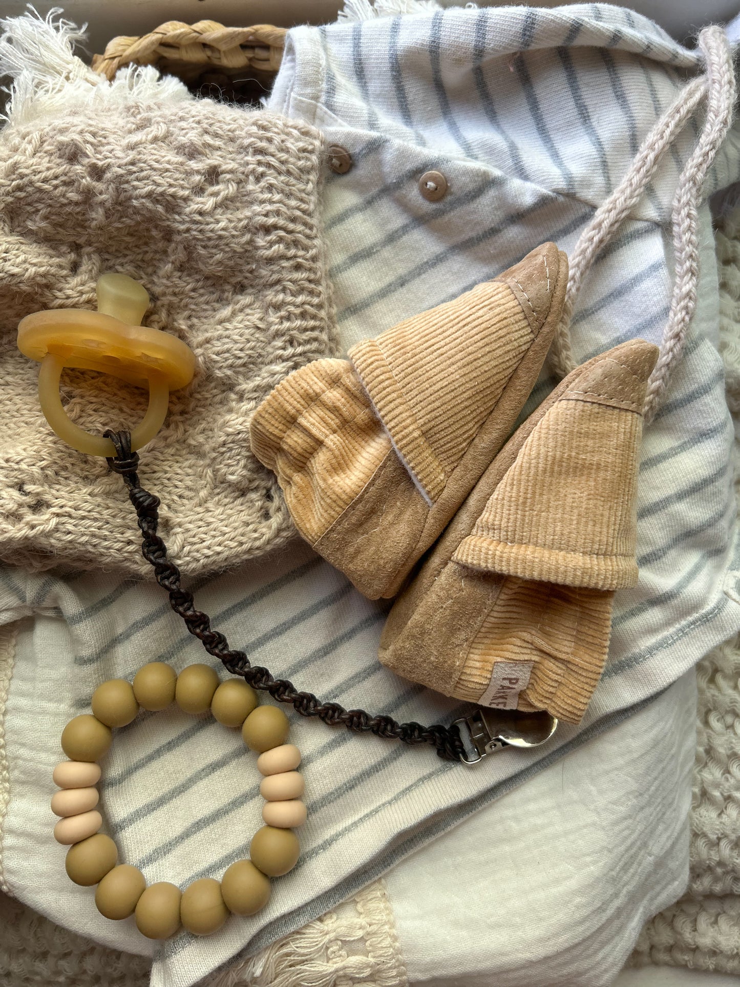 fawn corduroy soled baby shoes - upcycled