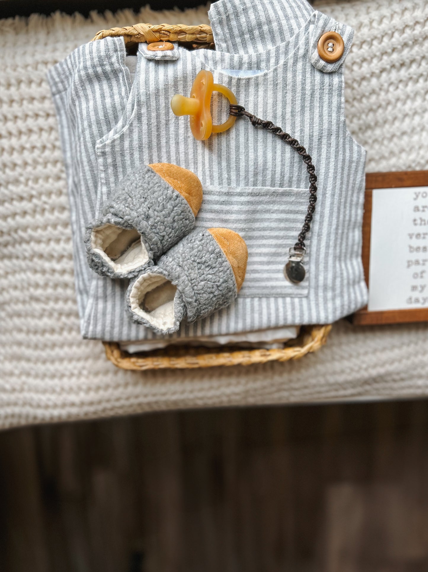 grey teddy soft soled baby shoes - upcycle