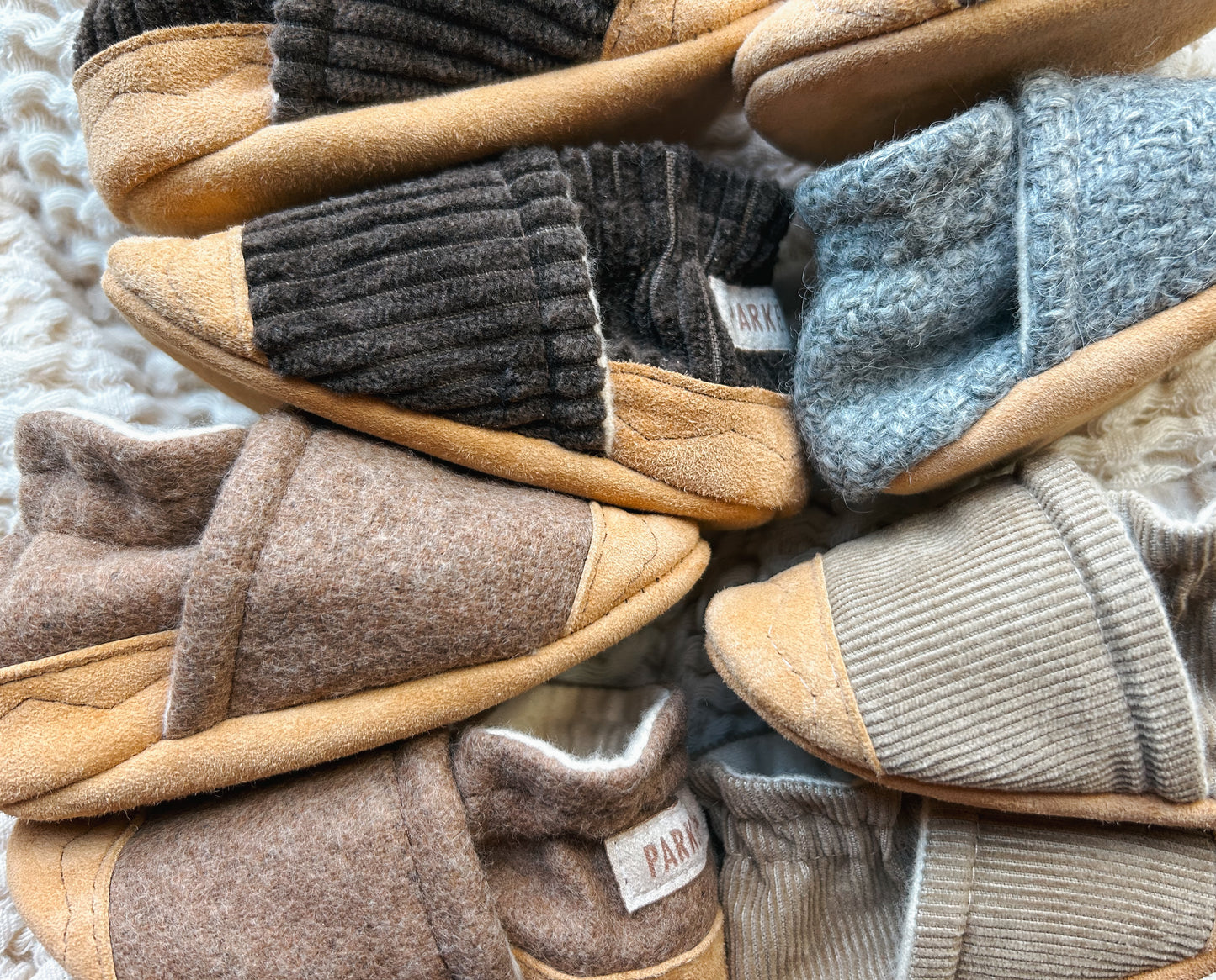 khaki corduroy soft soled baby shoes - upcycled