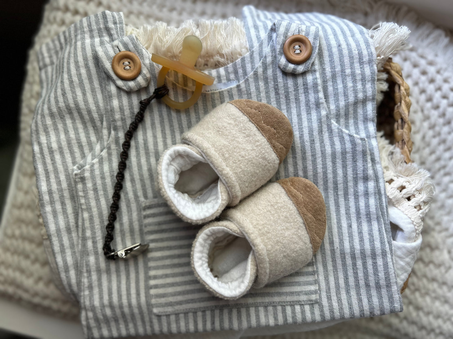 cream merino boiled wool soled baby shoes - upcycled