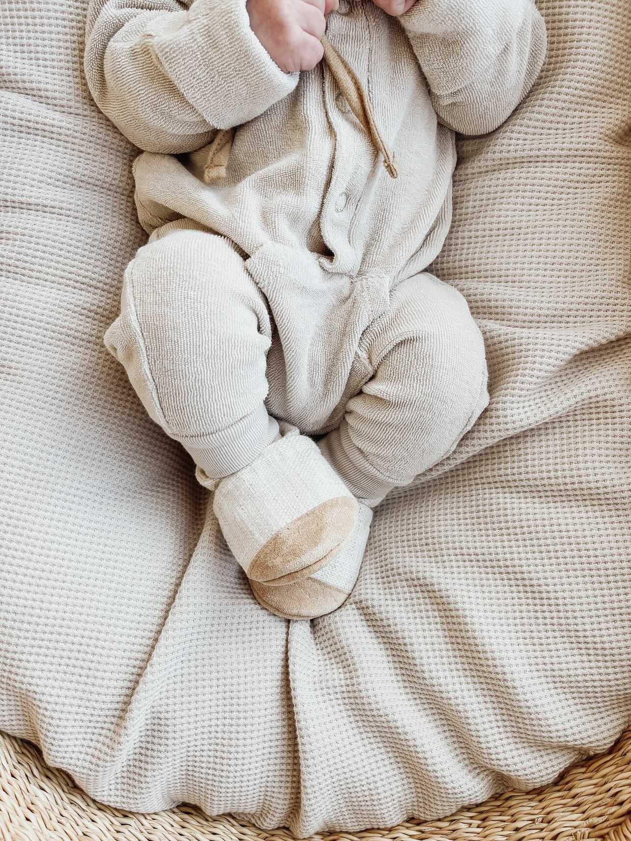 country linen soft soled baby shoes - ParkerandPosie