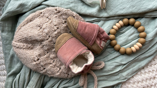 dusty pink corduroy soft soled baby shoes
