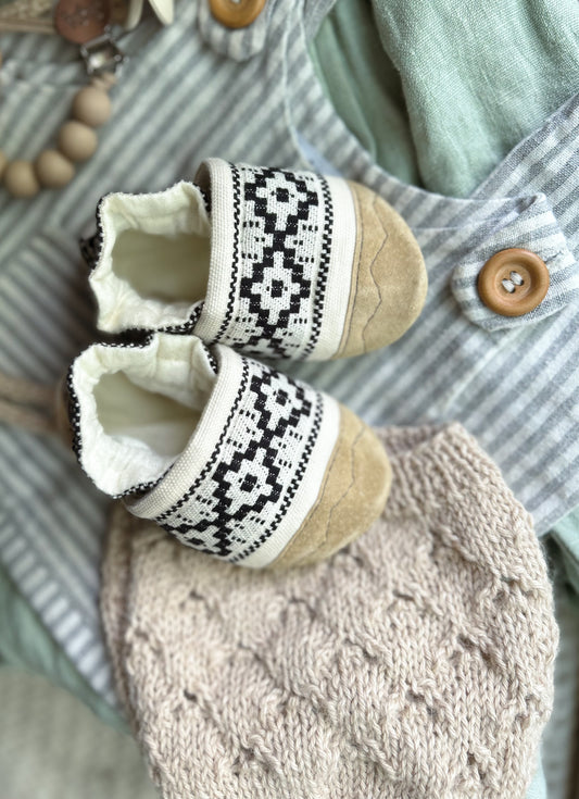aztec soft soled baby shoes - upcycled