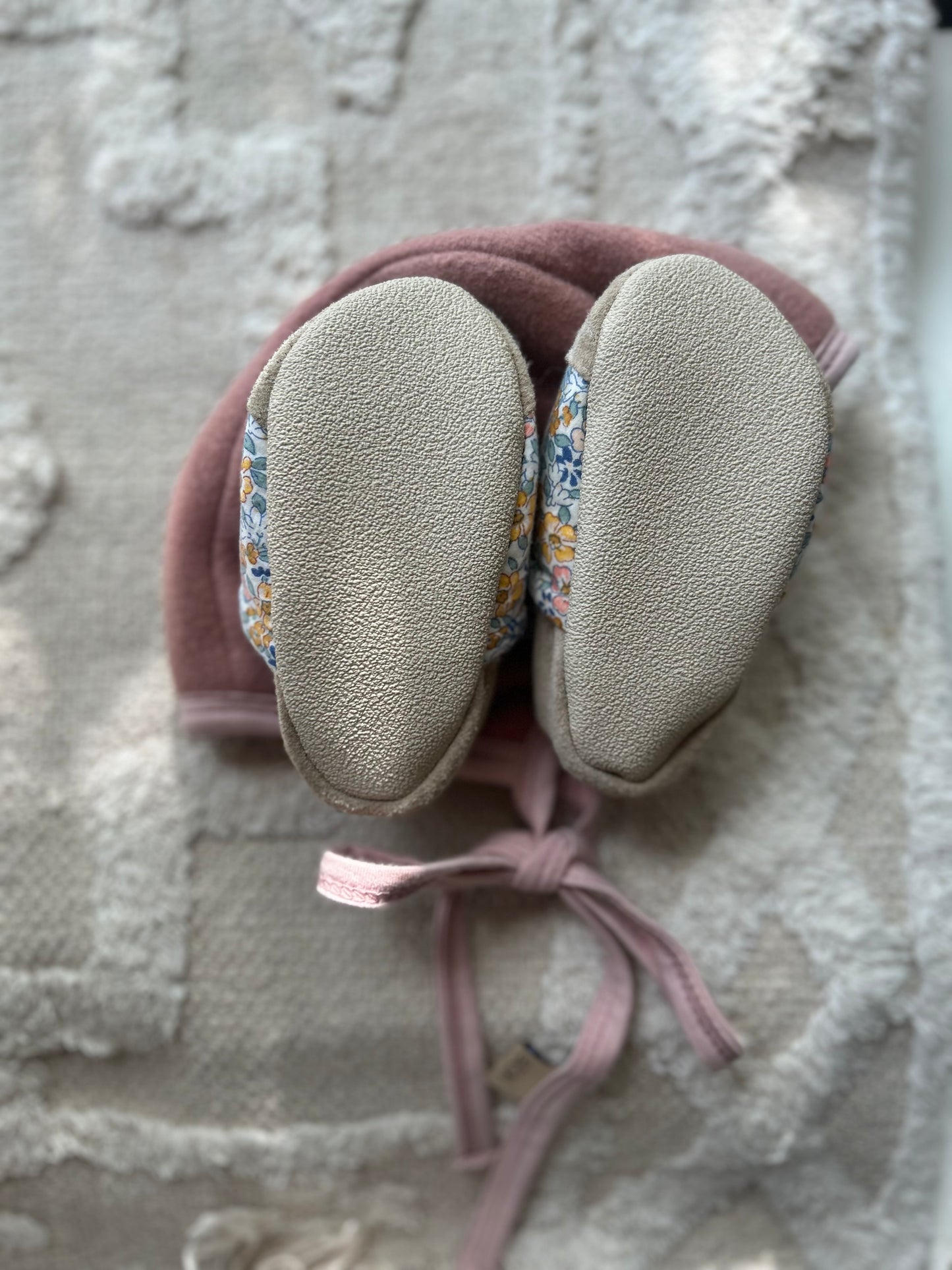 fresh floral soft soled baby shoes - upcycled