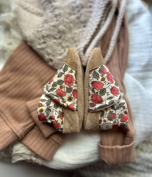pink flowers soled baby shoes - upcycled