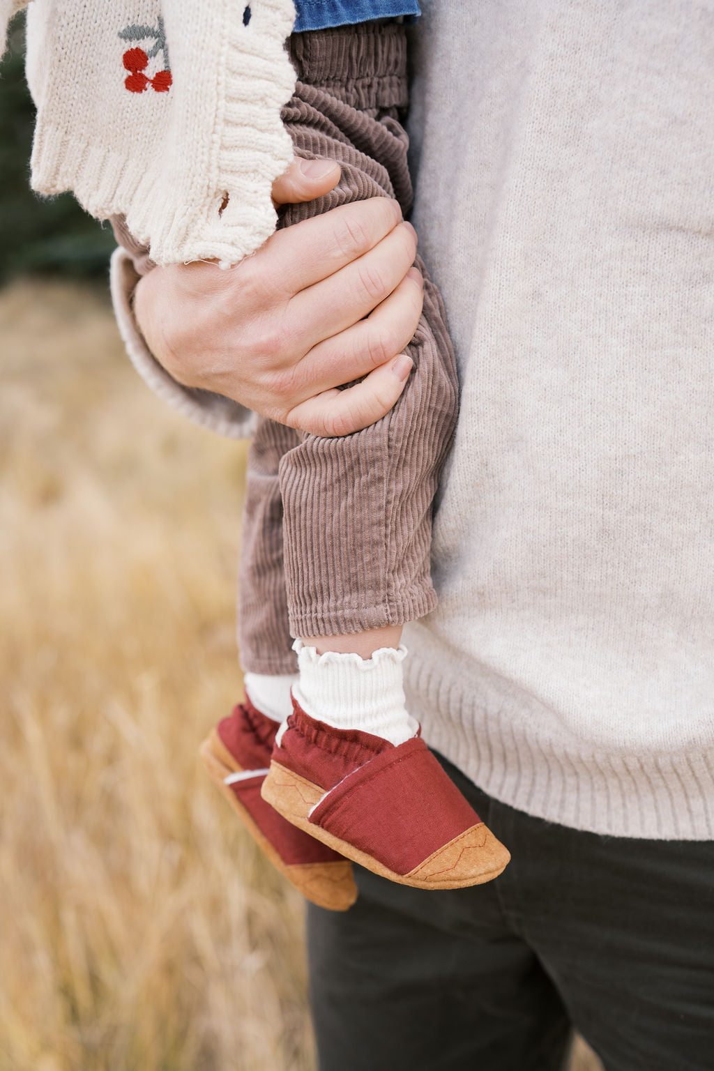 currant linen soft soled baby shoes - upcycled