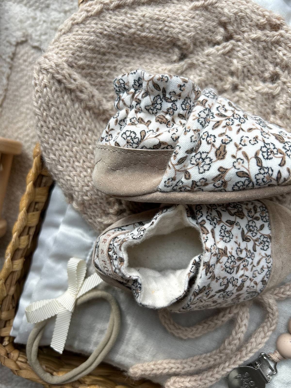 blossom soft soled baby shoes - upcycled