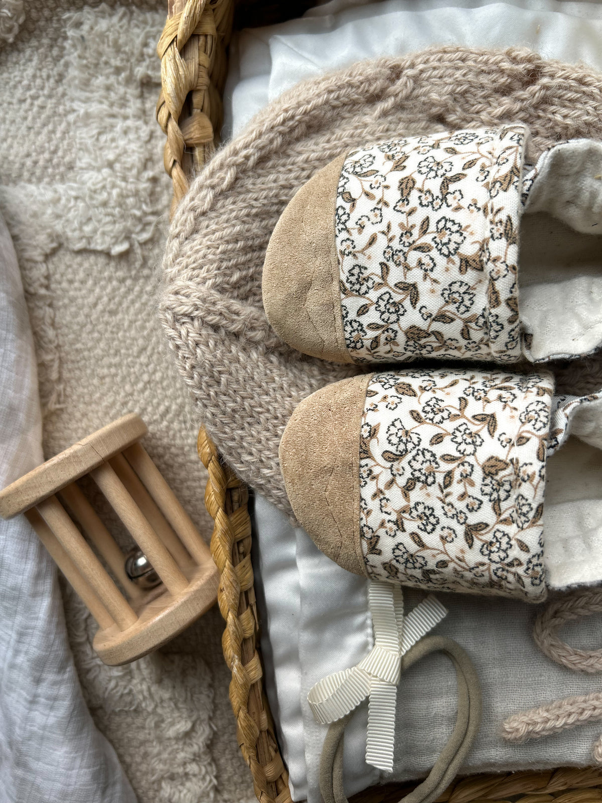 blossom soft soled baby shoes - upcycled