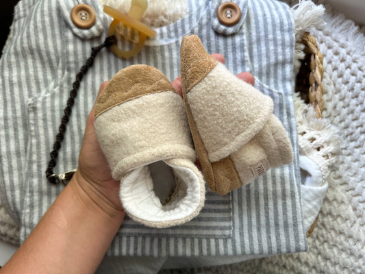cream merino boiled wool soled baby shoes - upcycled