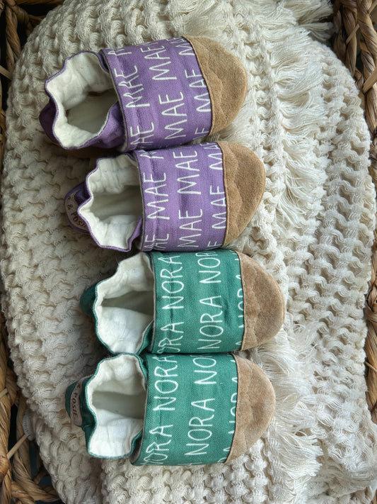 custom name soft soled baby shoes - pick your color