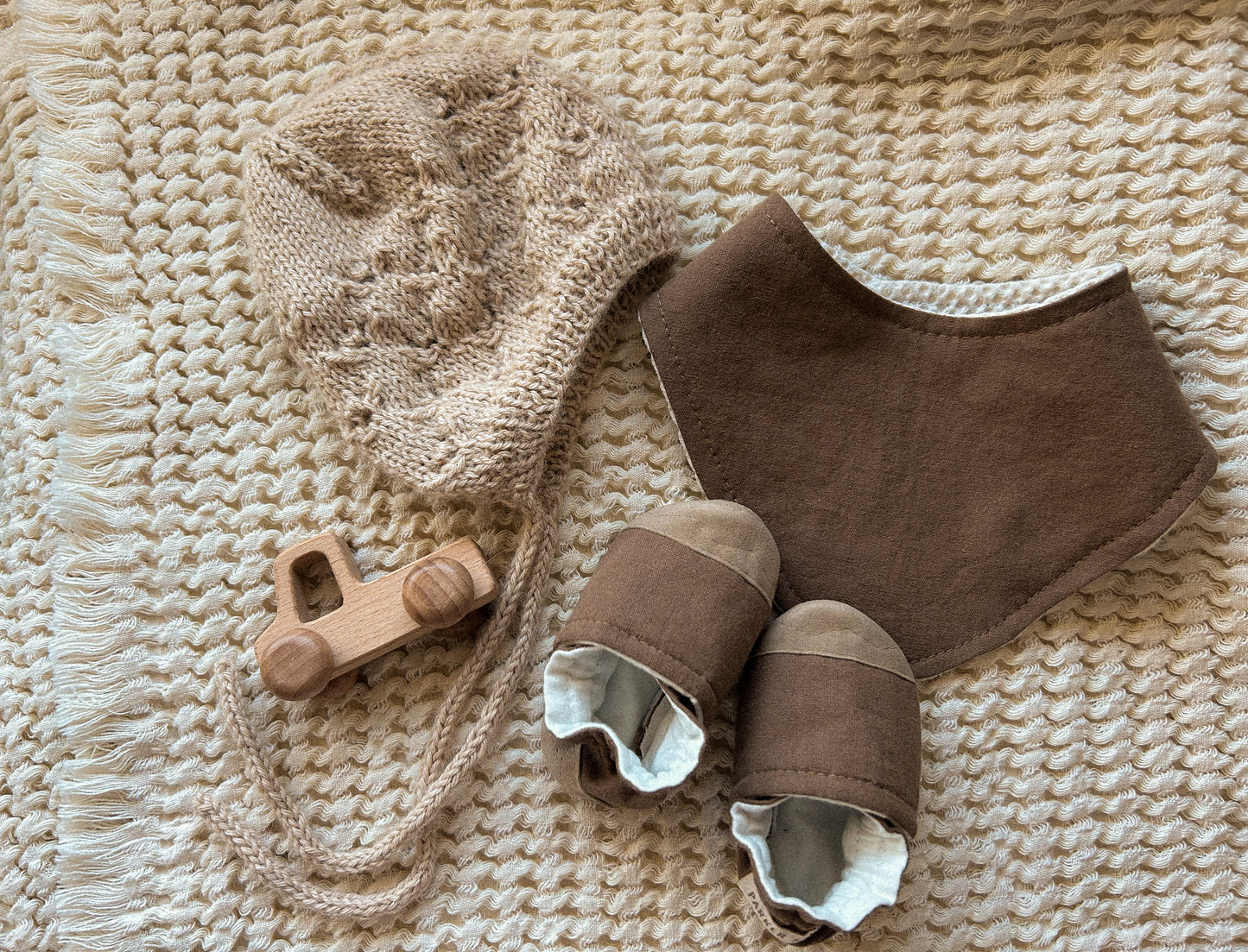 coffee clay linen blend soft soled baby shoes