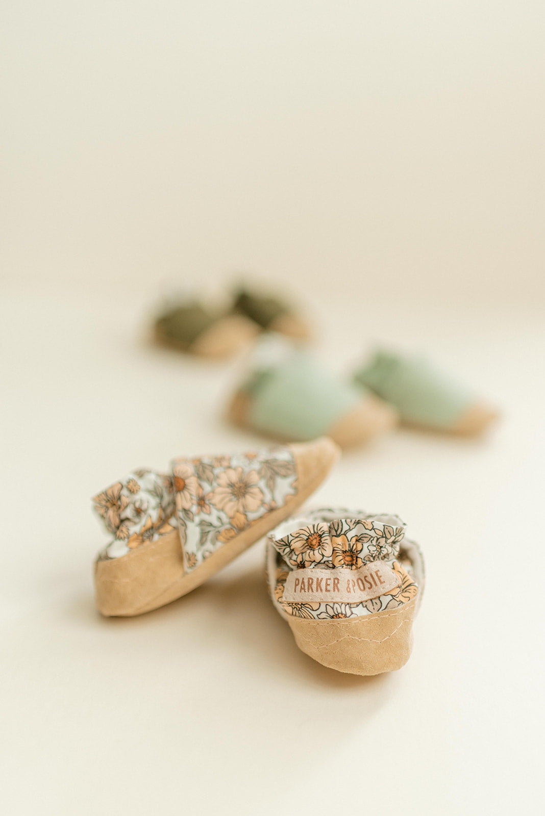 PREORDER vintage floral soft soled baby shoes