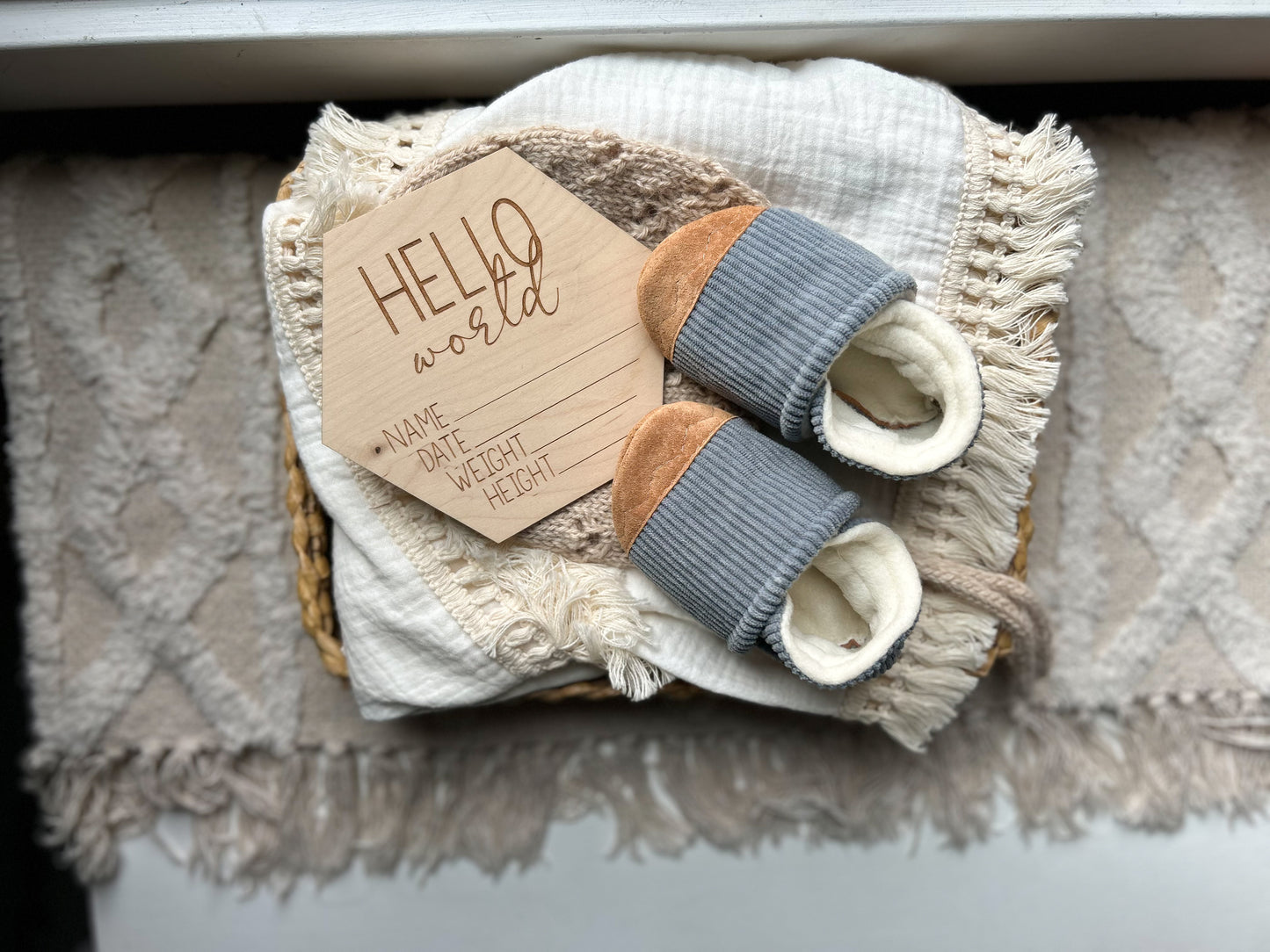 dusty blue corduroy soft soled baby shoes - upcycled