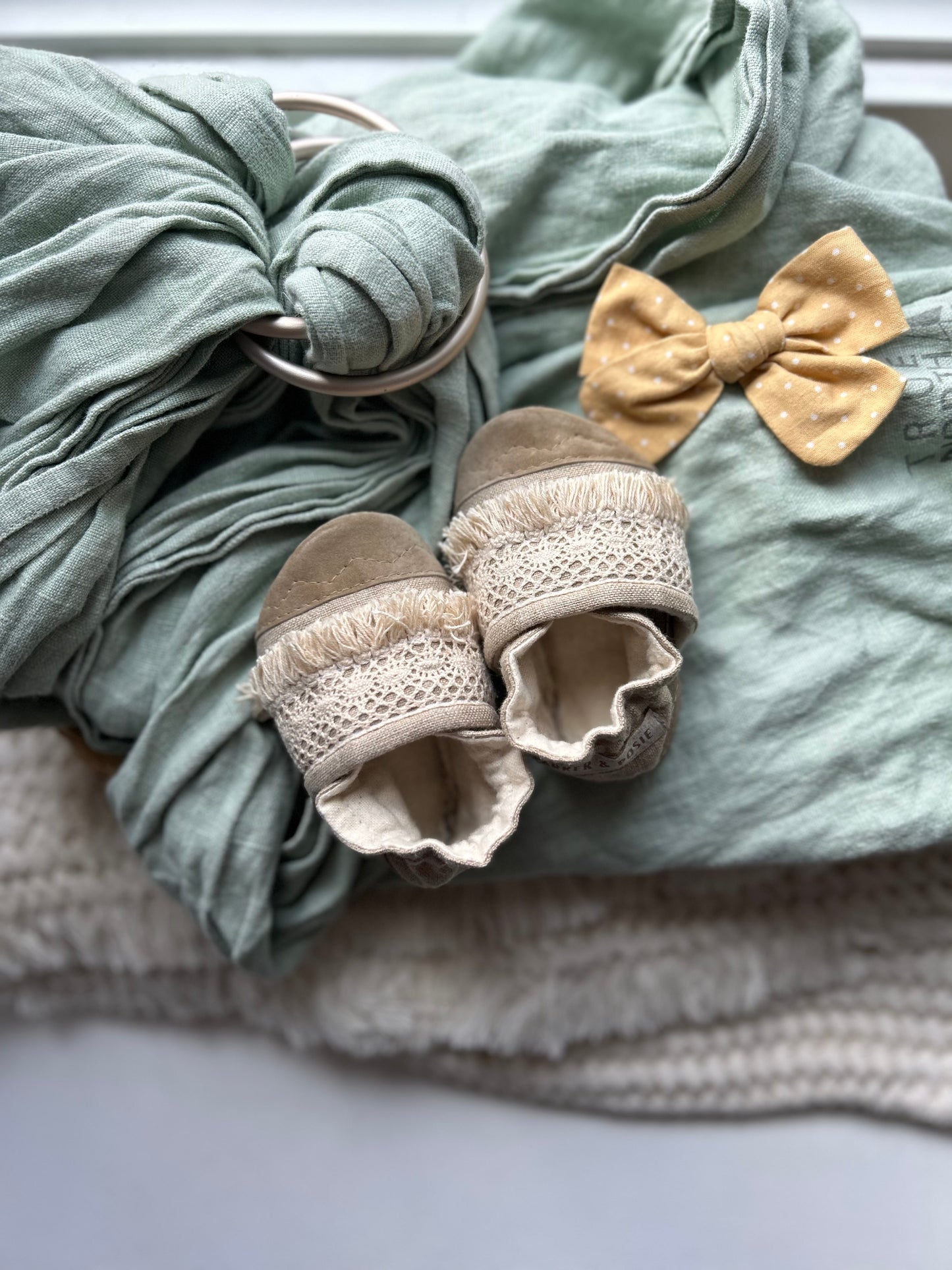 flax linen soft soled baby shoes - upcycled