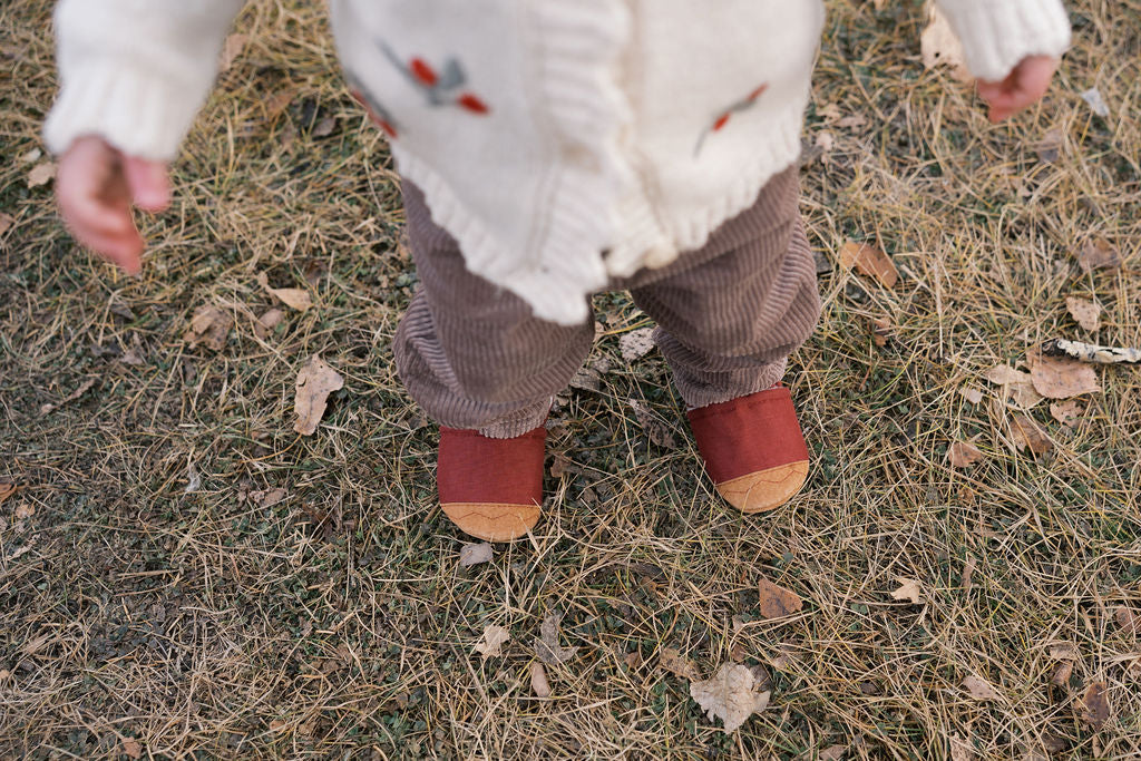 currant linen soft soled baby shoes - upcycled