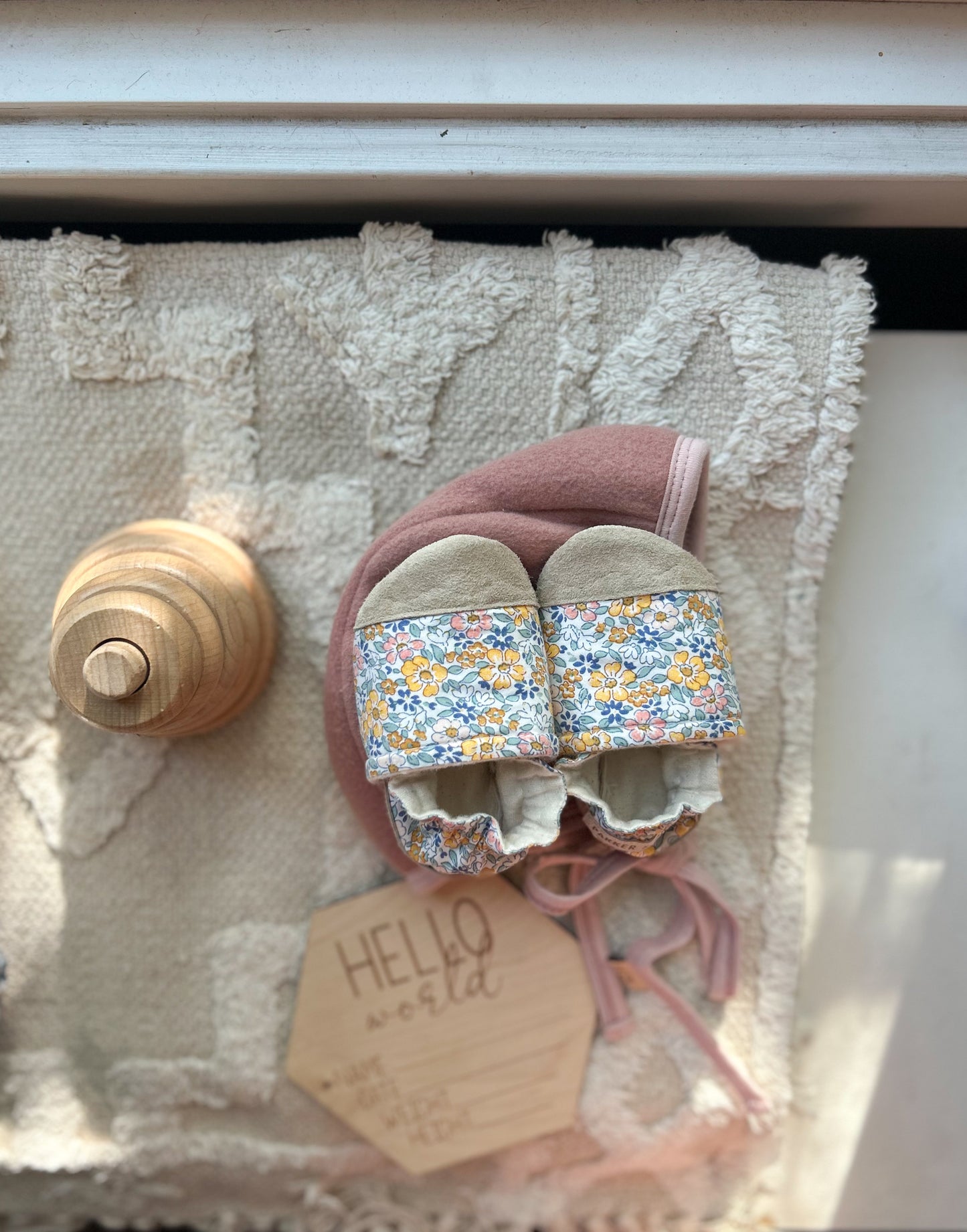 fresh floral soft soled baby shoes - upcycled