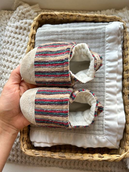 vintage stripes soft soled baby shoes