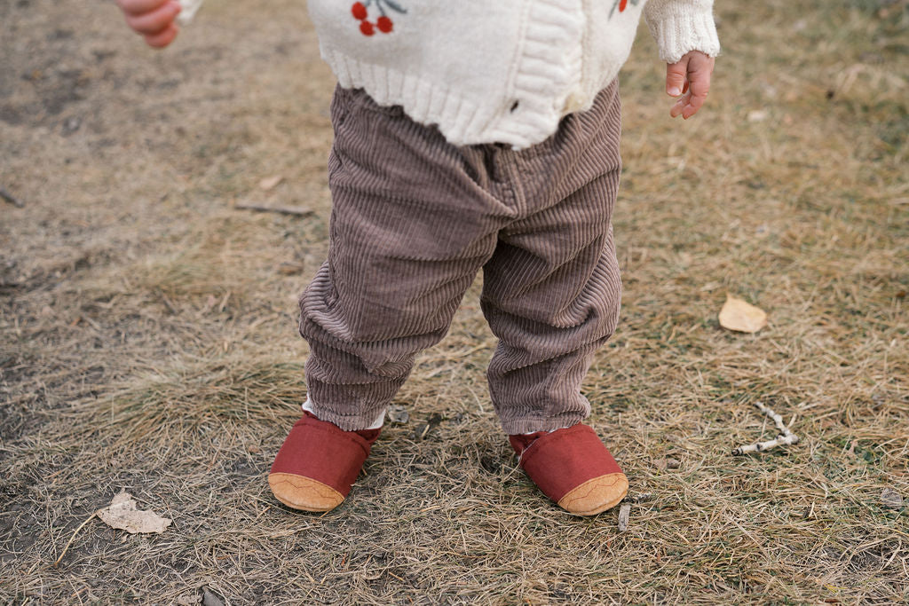 currant linen soft soled baby shoes - upcycled