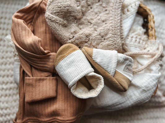 white corduroy soft soled baby shoes - upcycled