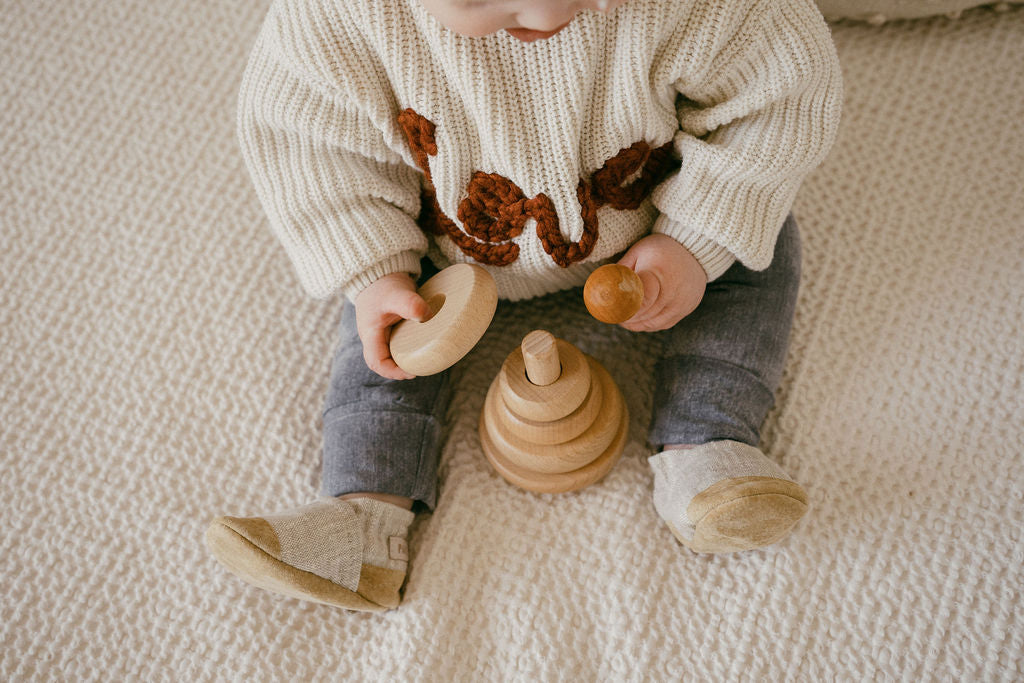 country linen soft soled baby shoes