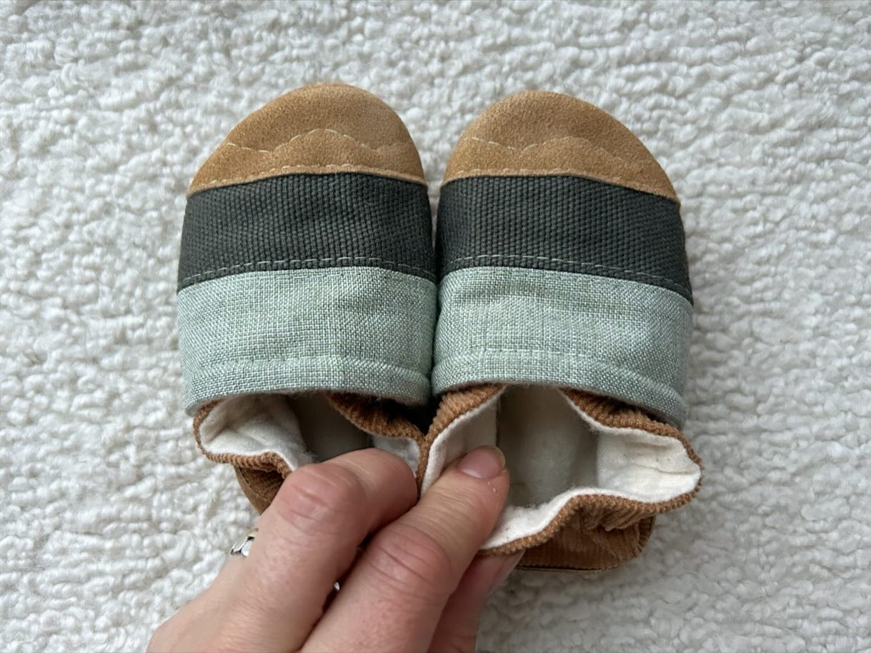 mystery color block soft soled baby shoes - upcycled