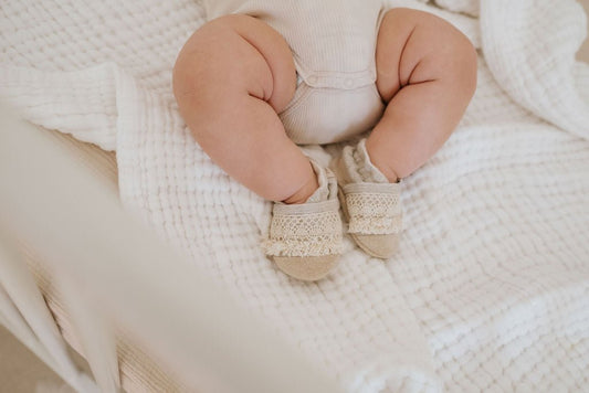 country linen soft soled baby shoes - ParkerandPosie