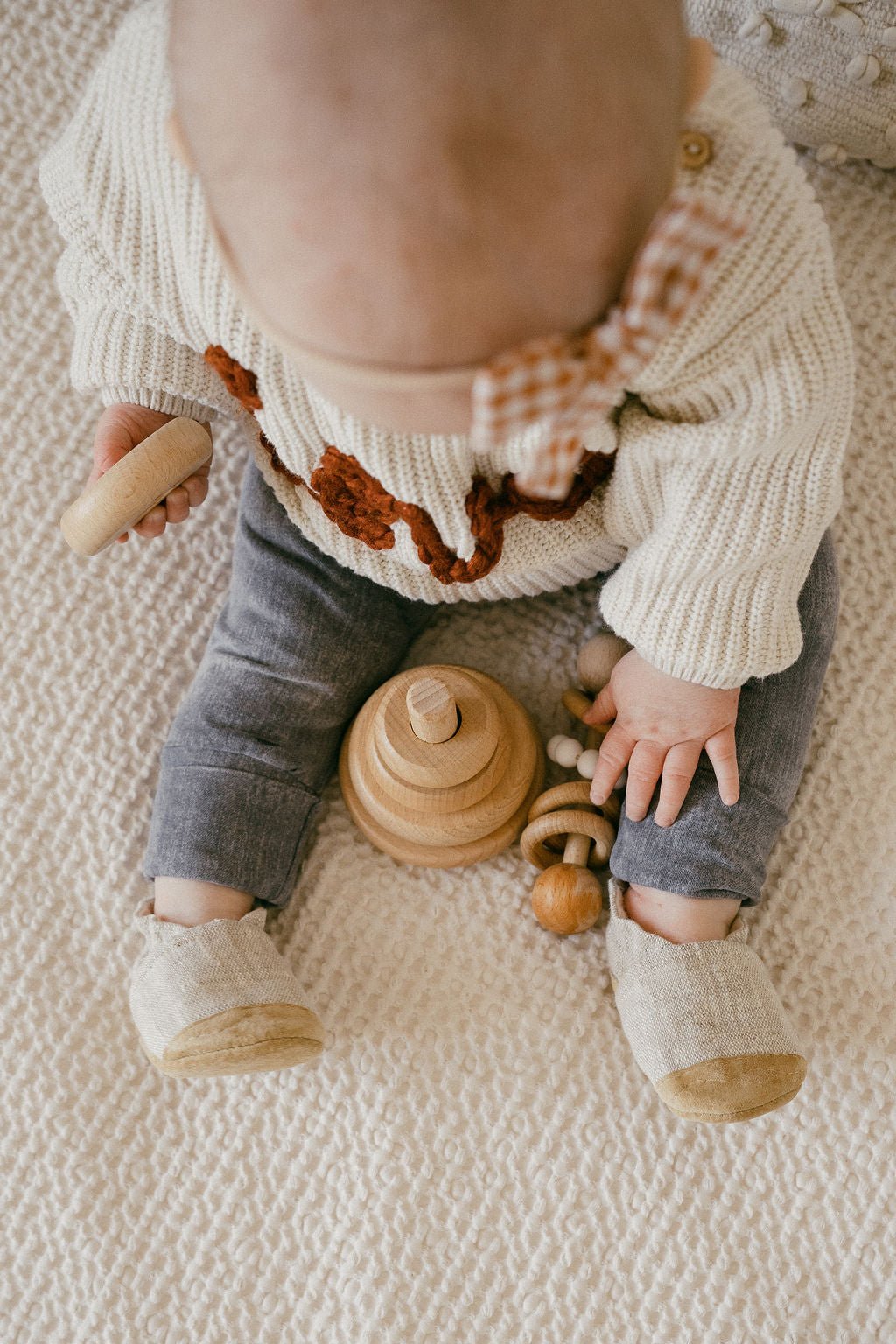 country linen soft soled baby shoes - ParkerandPosie