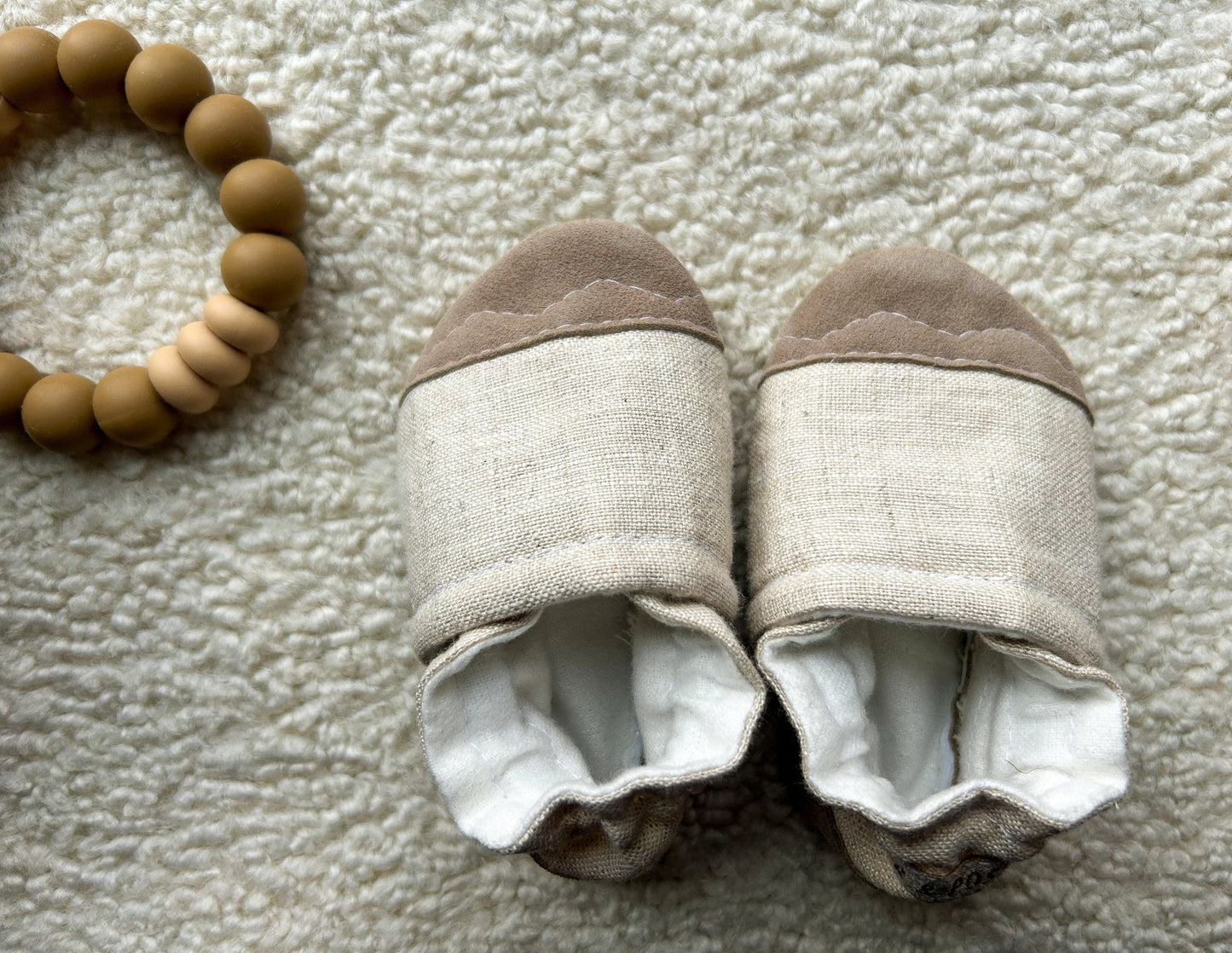 country linen soft soled baby shoes - ParkerandPosie